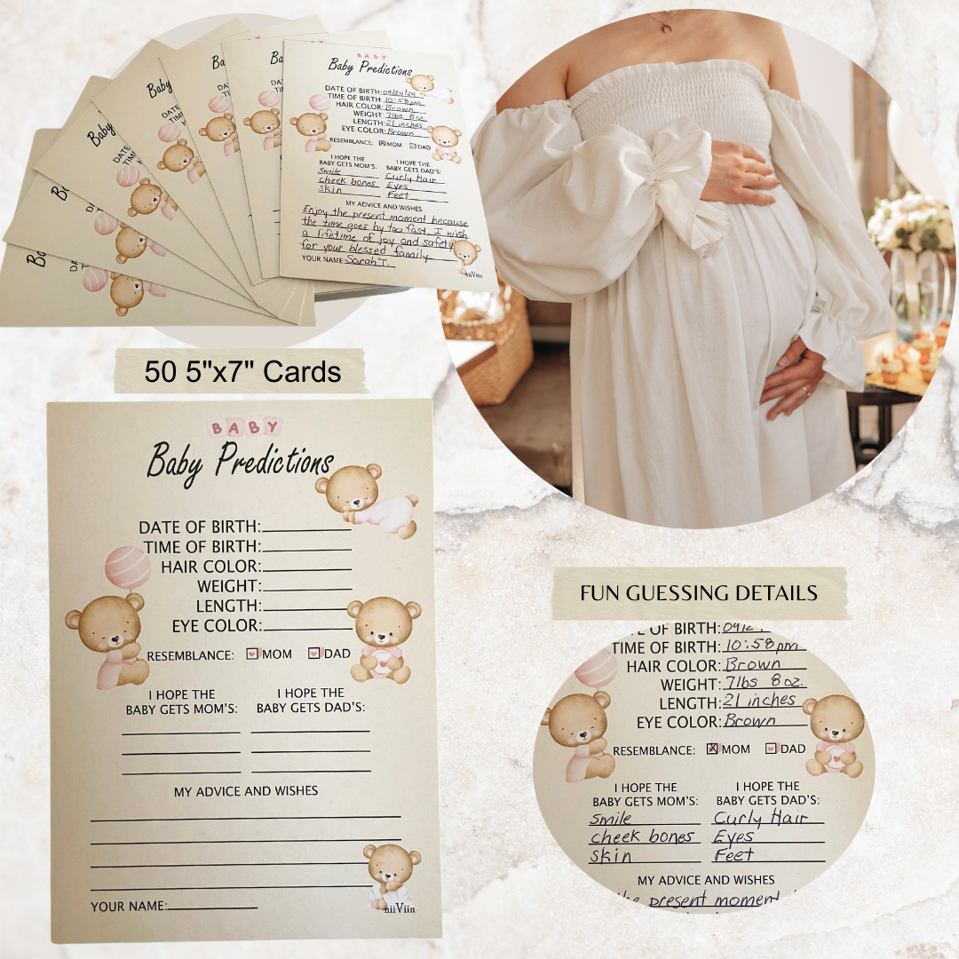 NIIVIIN Baby Predictions and Advice 50 Cards 5" x 7" (BABY GIRL)