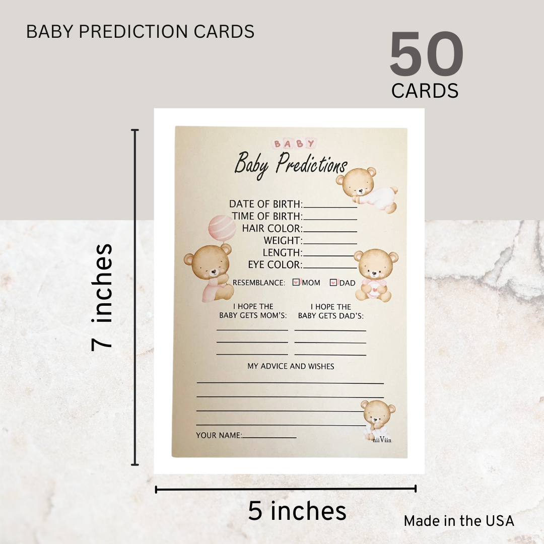 NIIVIIN Baby Predictions and Advice 50 Cards 5" x 7" (BABY GIRL)