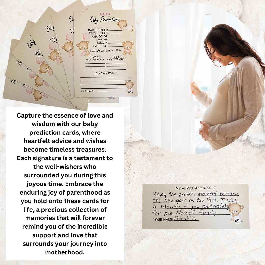 NIIVIIN Baby Predictions and Advice 50 Cards 5" x 7" (BABY GIRL)