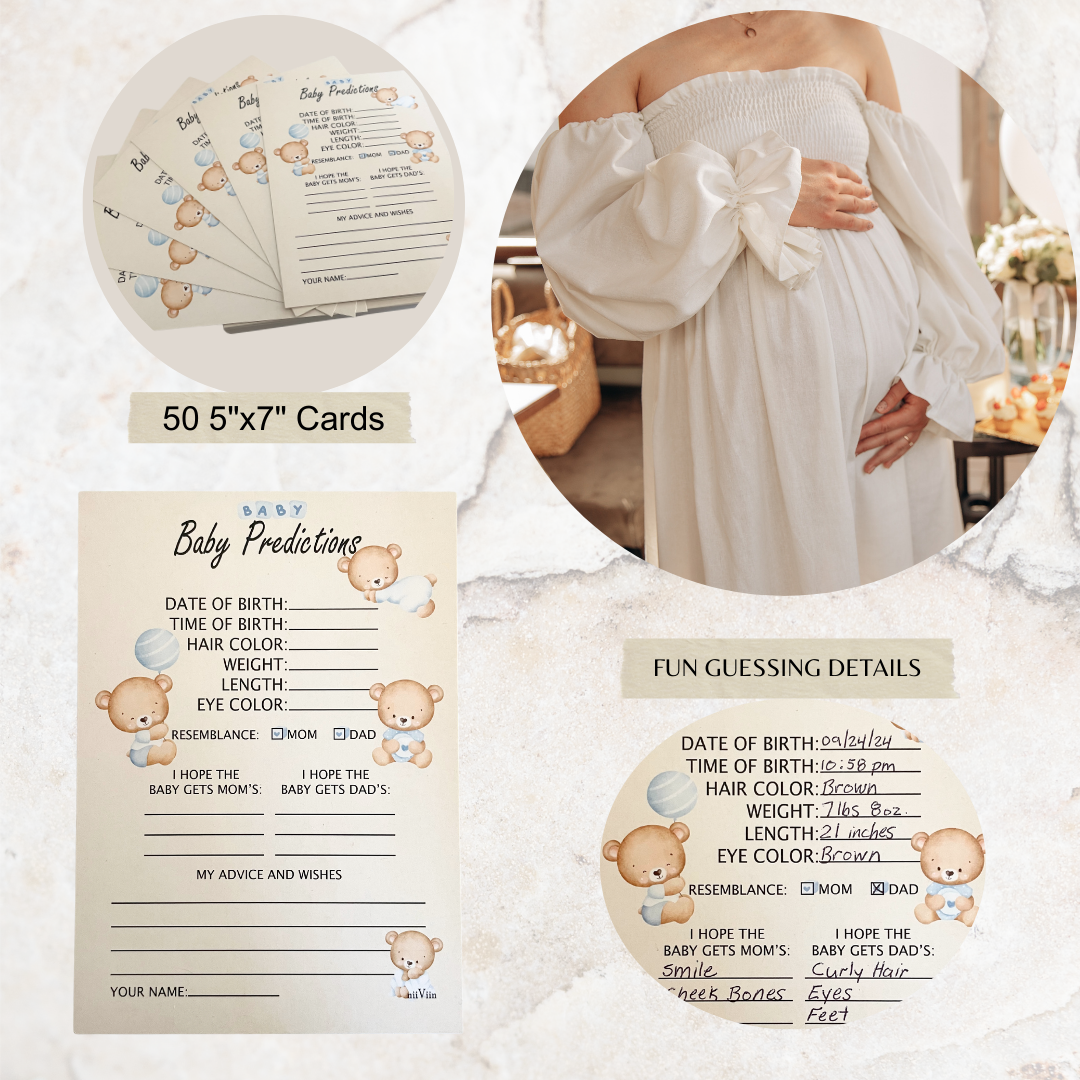 NIIVIIN Baby Predictions and Advice Cards- 50 5" x 7" Cards, (Baby Boy)