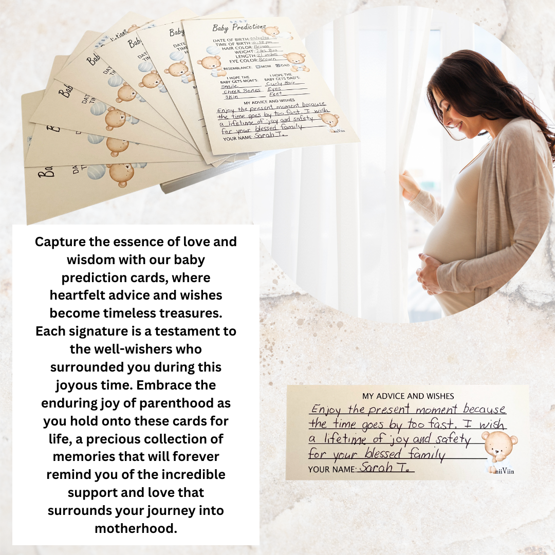 NIIVIIN Baby Predictions and Advice Cards- 50 5" x 7" Cards, (Baby Boy)