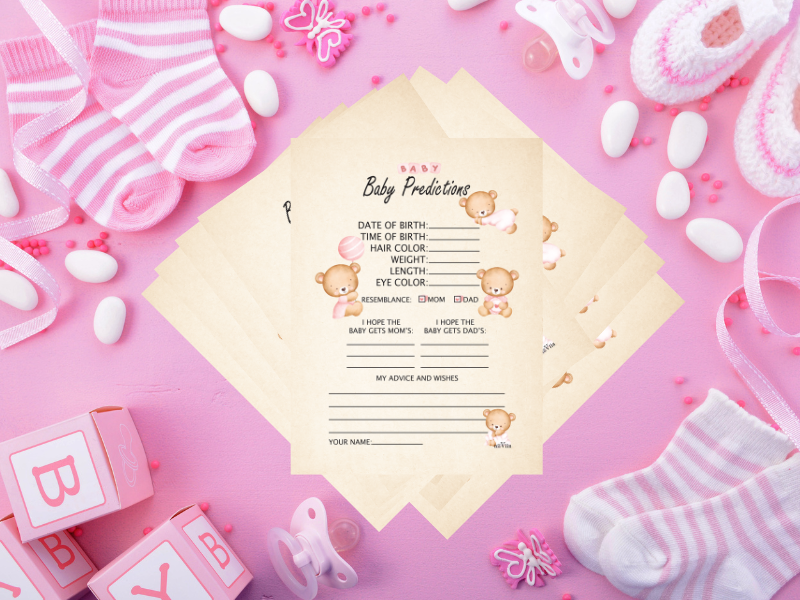 NIIVIIN Baby Predictions and Advice 50 Cards 5" x 7" (BABY GIRL)