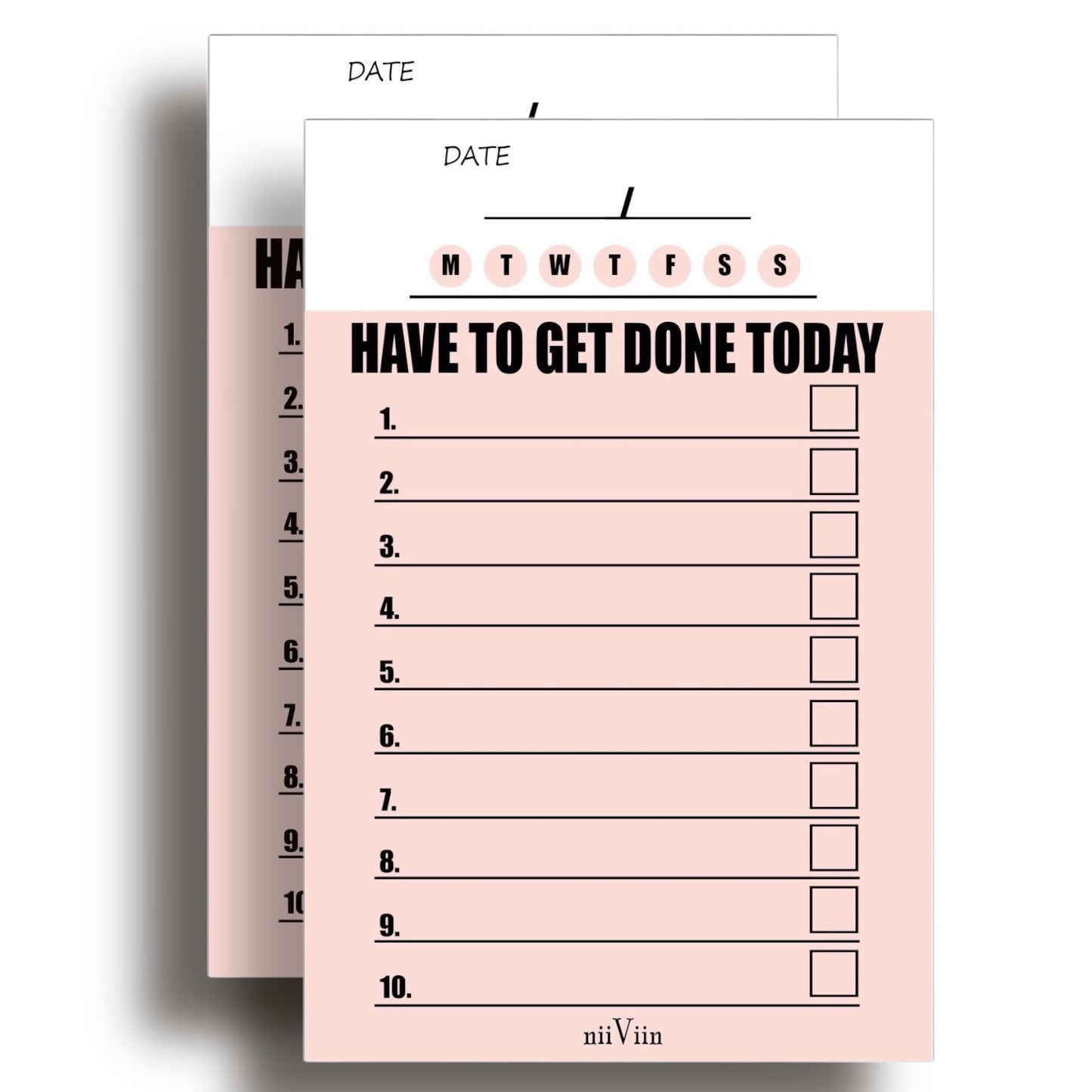 NIIVIIN to Do List Pad - 4" x 6", 2 Pads (25 Tear-Off Sheets Each)