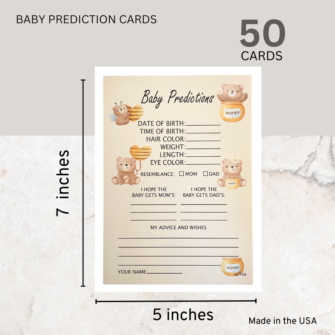 NIIVIIN Baby Predictions and Advice Cards - 50 5" x 7" Cards (Honey Bear)