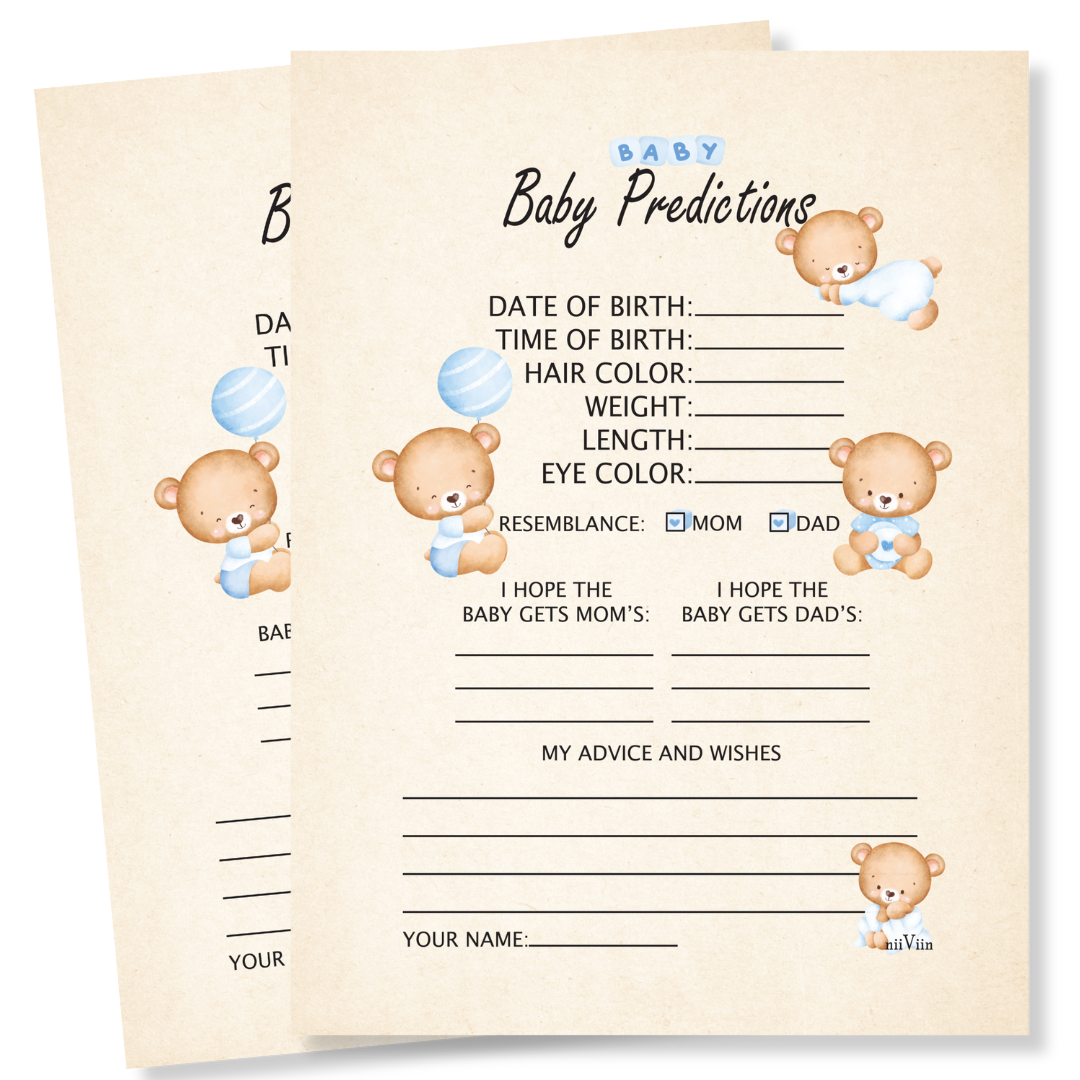 NIIVIIN Baby Predictions and Advice Cards- 50 5" x 7" Cards, (Baby Boy)