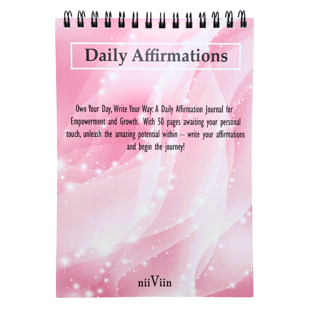 pink 5x7 daily affirmation book with spiral binding for empowerment and personal growth