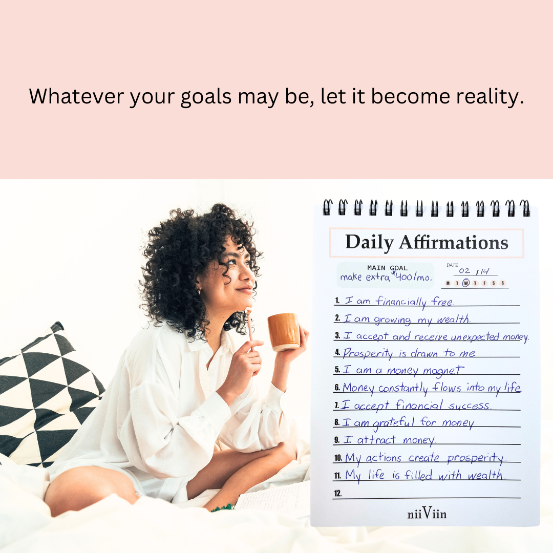 Daily affirmation book pink 5x7 spiral notebook for positive self-care and motivation