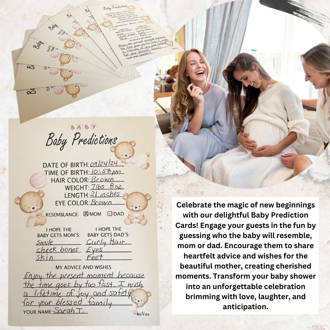 NIIVIIN Baby Predictions and Advice 50 Cards 5" x 7" (BABY GIRL)