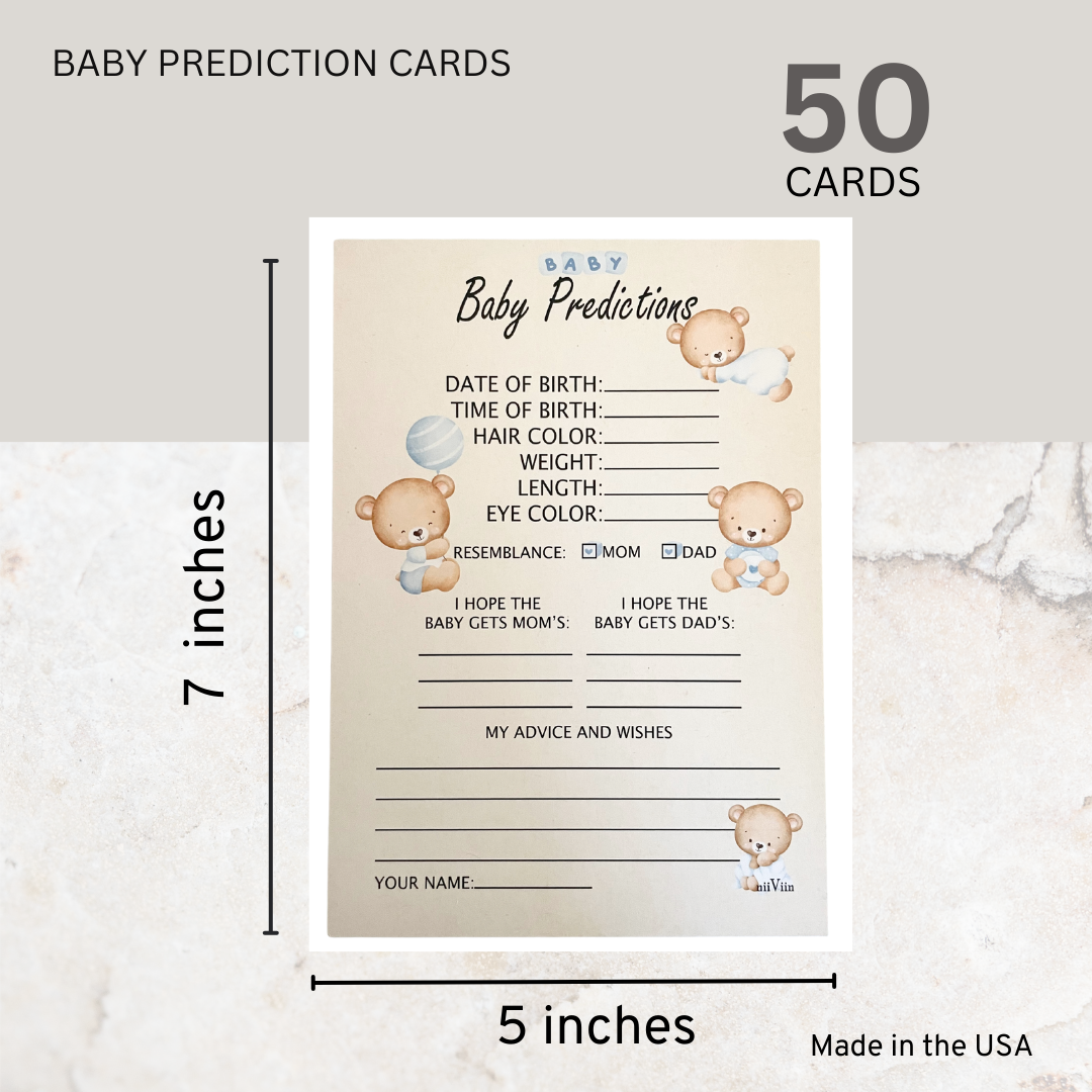 NIIVIIN Baby Predictions and Advice Cards- 50 5" x 7" Cards, (Baby Boy)