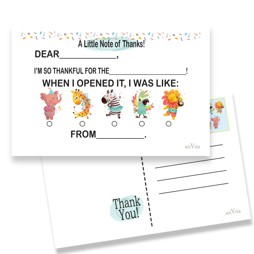 Kid Thank You Cards Fill In Blank