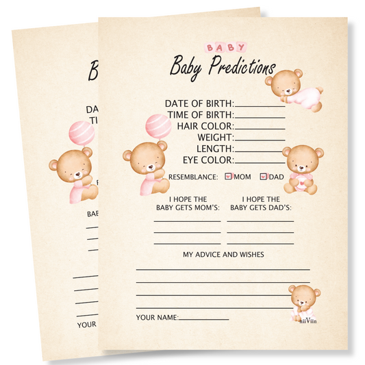 NIIVIIN Baby Predictions and Advice 50 Cards 5" x 7" (BABY GIRL)