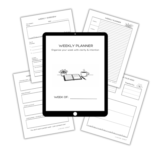 Minimalist Weekly Planner Printable - 5 Page Unique Weekly Planning Set (Instant PDF Download)